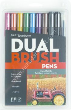 TOMBOW DUAL BRUSH PEN MUTED PALETTE 10'LU SET 56186