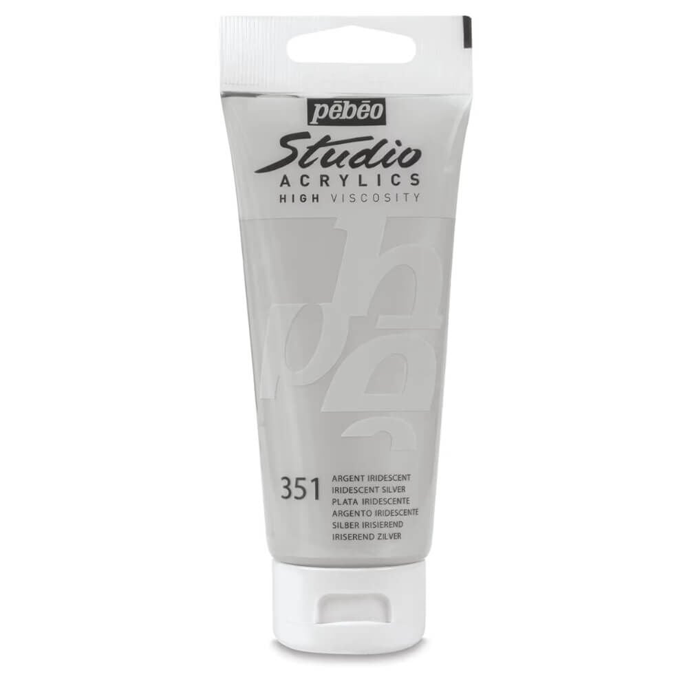 Pebeo Studio Yüksek Viskoziteli Metalik Akrilik Boya 100 ml Iridescent Silver 351