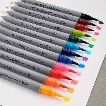 Bruno Visconti ''sketch & Art'' Çift Taraflı Brush-Fine Kalem Seti 12 Renk