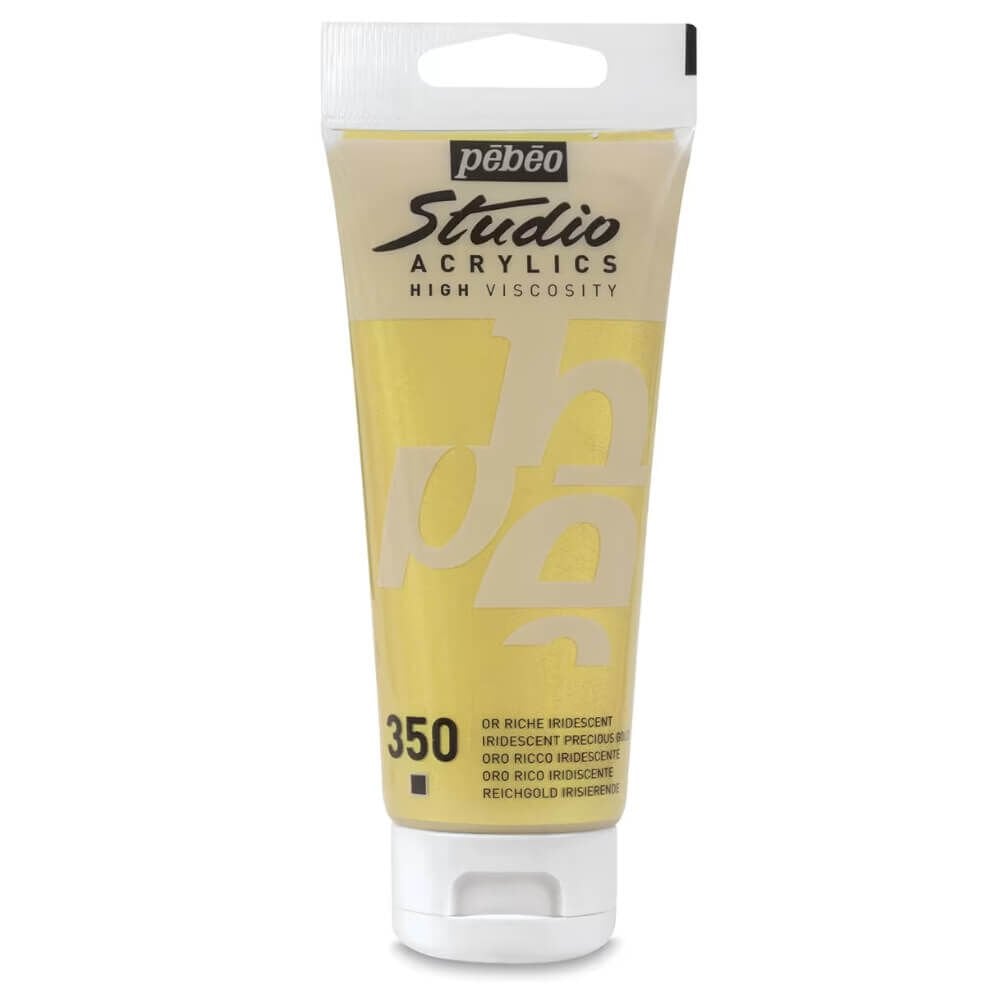 Pebeo Studio Yüksek Viskoziteli Metalik Akrilik Boya 100 ml Iridescent Precious Gold 350