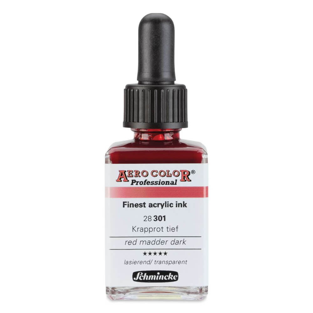 Schmincke Aero Color Profesyonel Akrilik Mürekkep 28 ml Red Madder Dark 301
