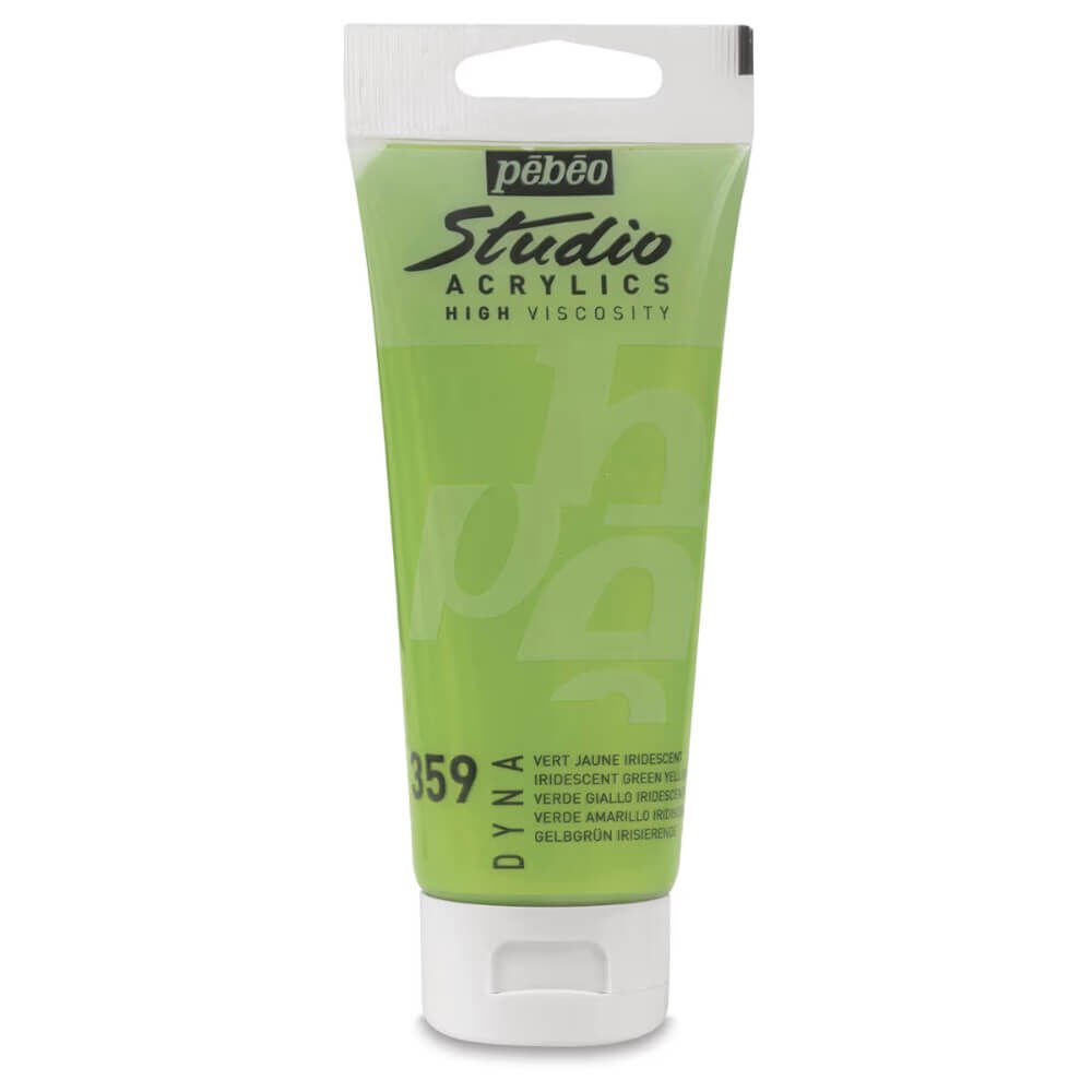 Pebeo Studio Yüksek Viskoziteli Metalik Akrilik Boya 100 ml Iridescent Green Yellow 359