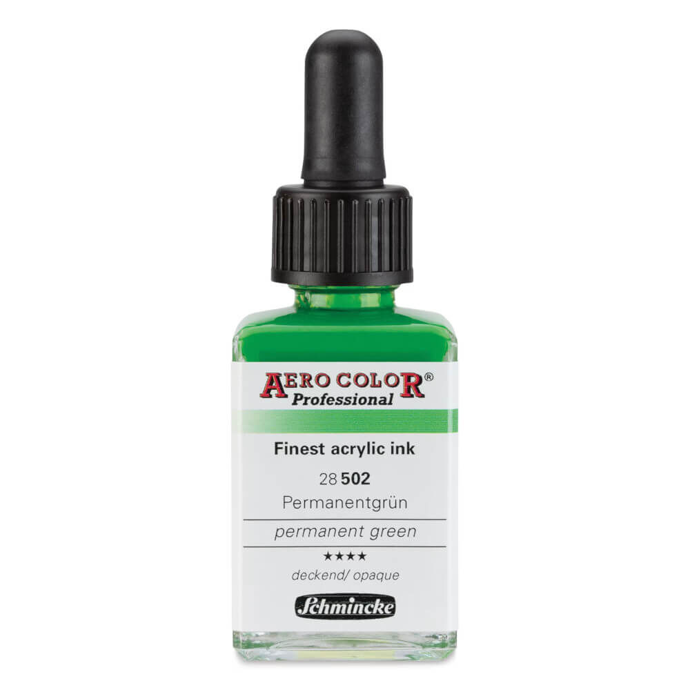 Schmincke Aero Color Profesyonel Akrilik Mürekkep 28 ml Permanent Green 502