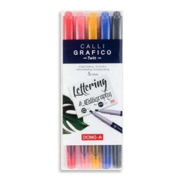 Dong-A Calli Grafico Çift Uçlu Kaligrafi Kalemi Kesik Uç 5 Renk Set