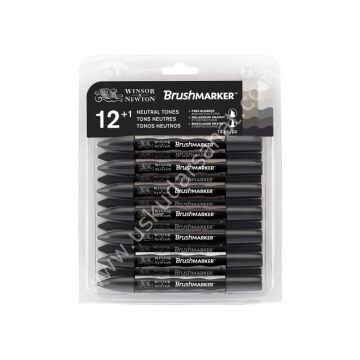 Winsor Newton Brushmarker Neutral - Gri Tonlar Set  12+1 Renk