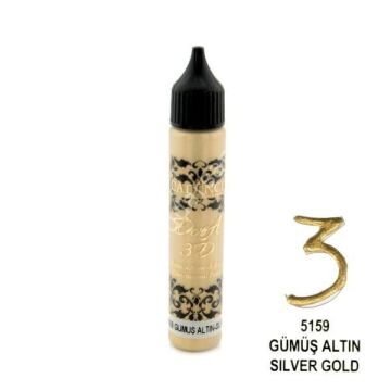 Cadence Dora 3D Metalik Boncuk Boya 25ml 5159 Gümüş Altın