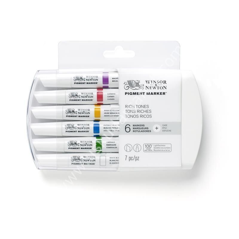 Winsor Newton Pigment Marker Rich- Net Parlak Renkler 6 lı Set