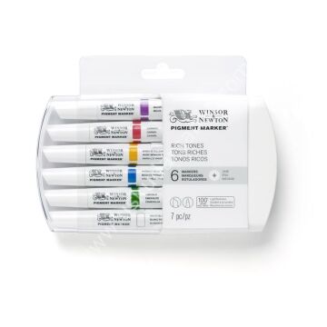 Winsor Newton Pigment Marker Rich- Net Parlak Renkler 6 lı Set