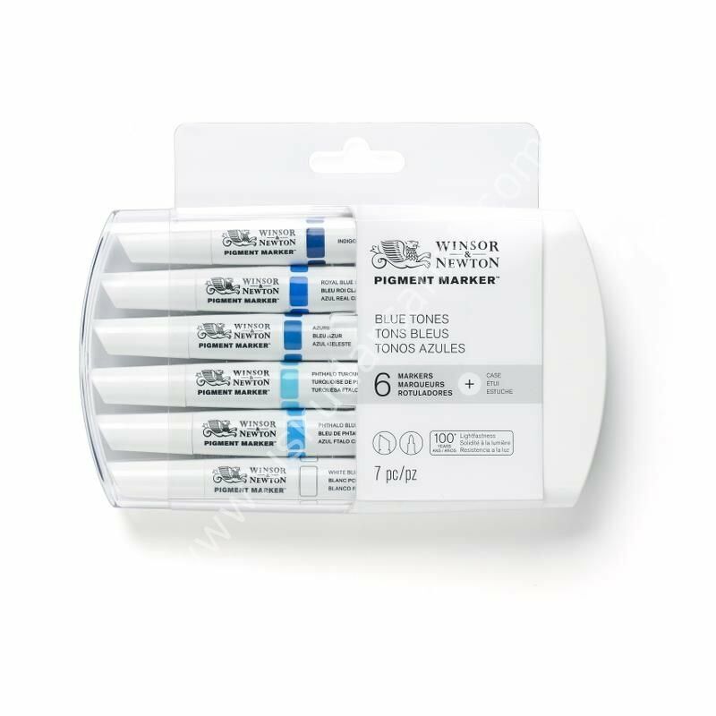 Winsor Newton Pigment Marker Mavi Tonları Renkler 6 lı Set
