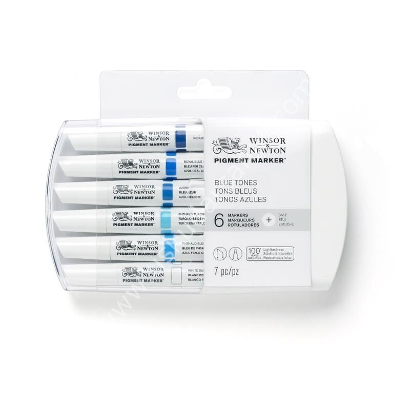 Winsor Newton Pigment Marker Mavi Tonları Renkler 6 lı Set