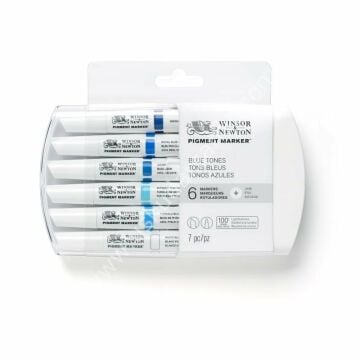 Winsor Newton Pigment Marker Mavi Tonları Renkler 6 lı Set