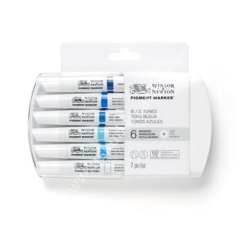 Winsor Newton Pigment Marker Mavi Tonları Renkler 6 lı Set