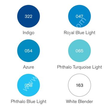 Winsor Newton Pigment Marker Mavi Tonları Renkler 6 lı Set