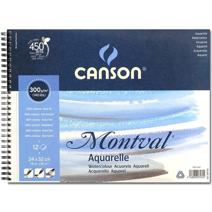 Canson Montval Suluboya Defteri - 24cmx32cm - 300gr - 12 Yaprak