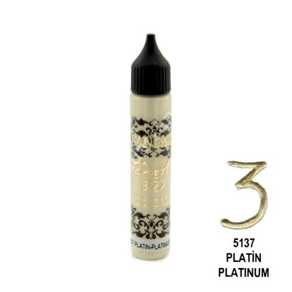 Cadence Dora 3D Metalik Boncuk Boya 25ml 5137 Platin