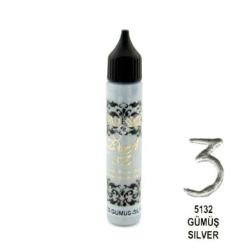 Cadence Dora 3D Metalik Boncuk Boya 25ml 5132 Gümüş