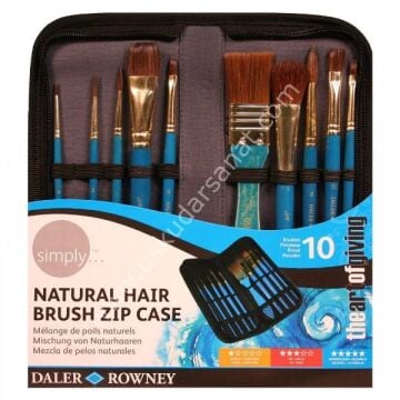 Daler Rowney Simply Çantalı Fırça Seti Doğal Kıl 10'lu Set