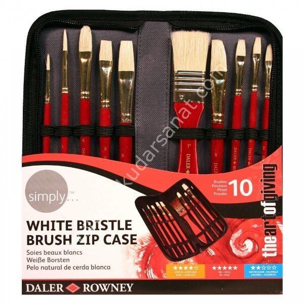 Daler Rowney Simply Çantalı Fırça Seti Beyaz Bristle 10'lu Set