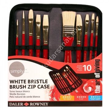 Daler Rowney Simply Çantalı Fırça Seti Beyaz Bristle 10'lu Set