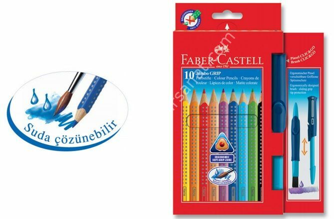 Faber Castell Jumbo Grip Boya Kalemi Fırçalı, 10 Renk