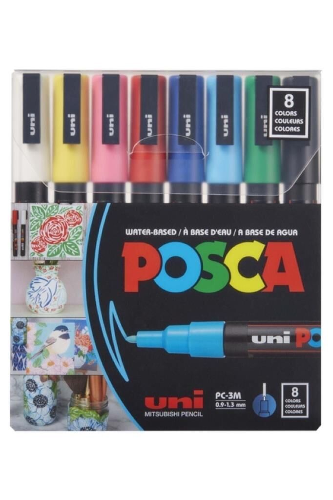 UNİ-BALL Uni Posca Su Bazlı Marker Pc-3m 8 Ana Renk 0,9-1,3mm