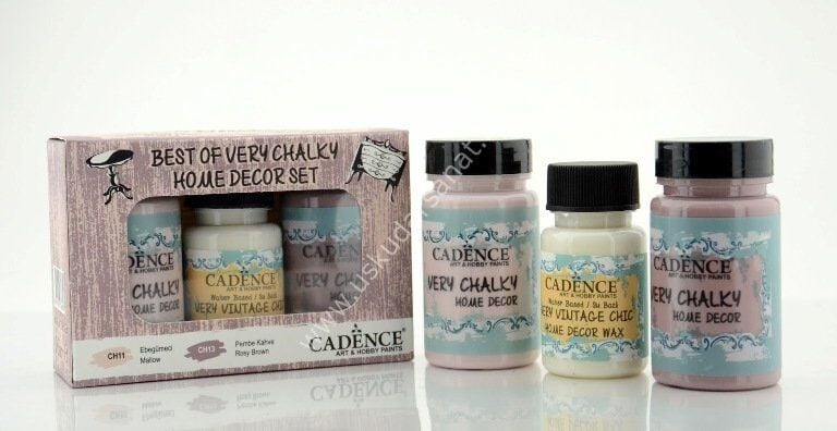 Cadence Very Chalky Home Decor Set 2 Renk 90ml+50ml Wax Ebegümeci-Pembe Kahve