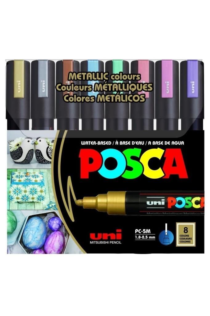 Uni Posca Pc-5m 1.8-2.5 Mm 8li Metalik Renkler