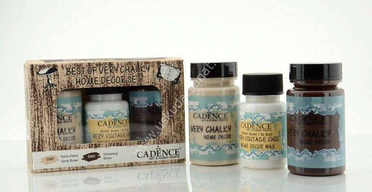 Cadence Very Chalky Home Decor Set 2 Renk 90ml+50ml Wax Kumlu Kahve-Kahverengi