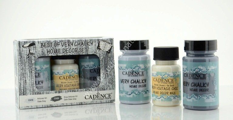 Cadence Very Chalky Home Decor Set 2 Renk 90ml+50ml Wax Arduvaz Gri-Koyu arduvaz Gri