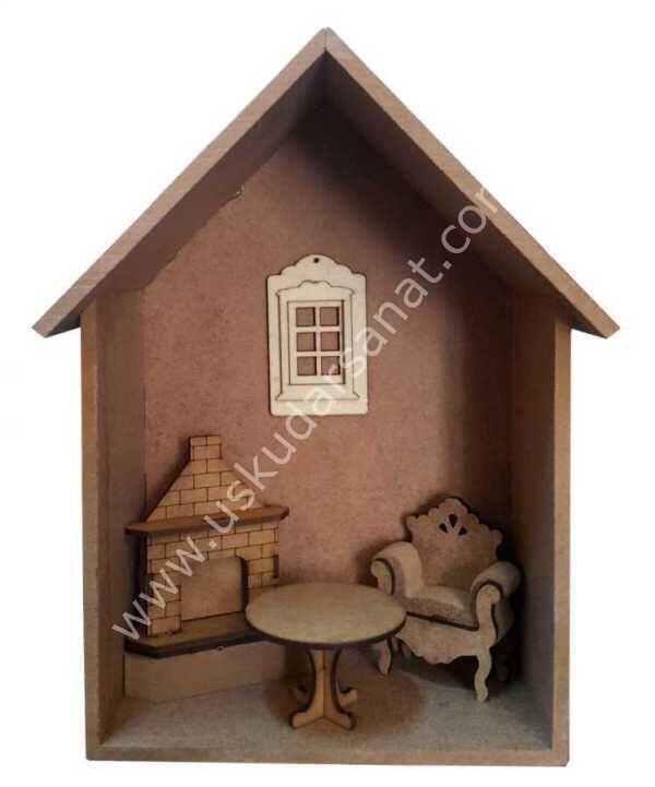 Ev7 Tek Katlı Eşyalı Oyun Evi Ahşap Obje
