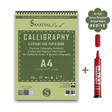 Sanatsal Pad Fil Kağıdı Kaligrafi Defteri 110 gr A4 3 Renk 30 Yap. Spiralli Hediyeli