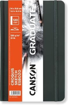 Canson Graduate Sert Kapaklı Çizim Defteri 120gr 14X21,6 120 Sayfa / 60 Yaprak