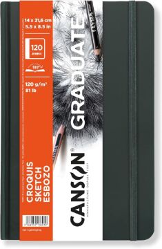 Canson Graduate Sert Kapaklı Çizim Defteri 120gr 14X21,6 120 Sayfa / 60 Yaprak
