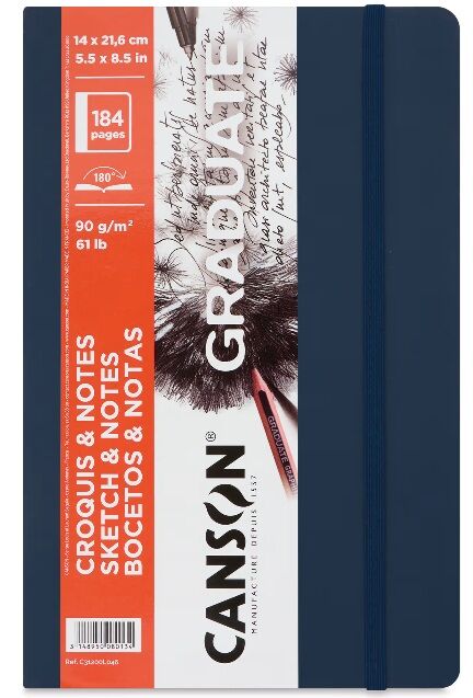 Canson Graduate Sert Kapaklı Eskiz Defteri 90gr  14x21,6 184 Sayfa / 92 Yaprak - Lacivert