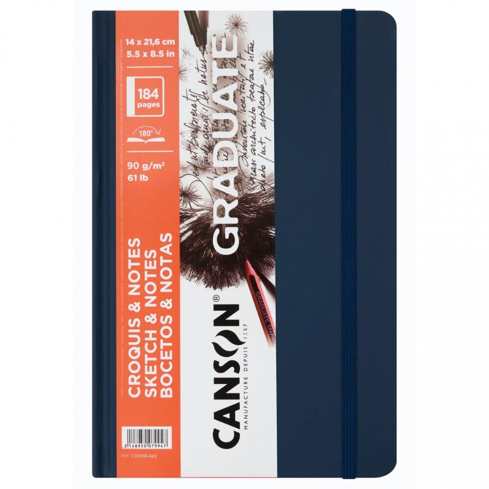 Canson Graduate Sert Kapaklı Eskiz Defteri 90gr 14x21,6 184 Sayfa / 92 Yaprak - Mavi