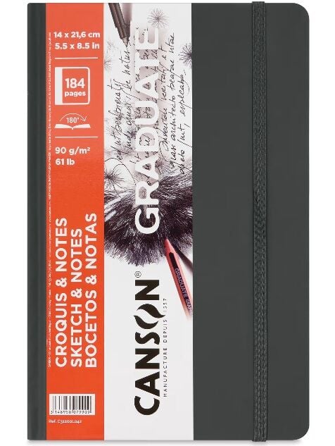 Canson Graduate Sert Kapaklı Eskiz Defteri 90gr 14x21,6 184 Sayfa / 92 Yaprak - Siyah