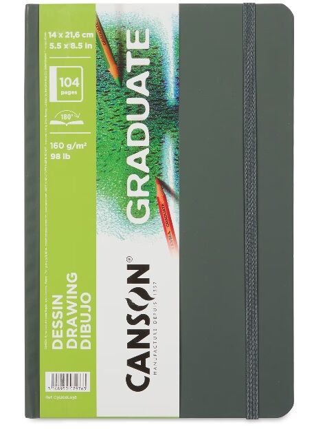 Canson Graduate Sert Kapaklı Çizim Defteri 160gr 14X21,6 104 Sayfa / 52 Yaprak
