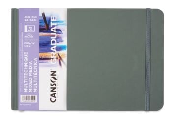 Canson Graduate Sert Kapak Defter Mix Media Çok Amaçlı - Yatay 200gr 21,6x14 72 Sayfa
