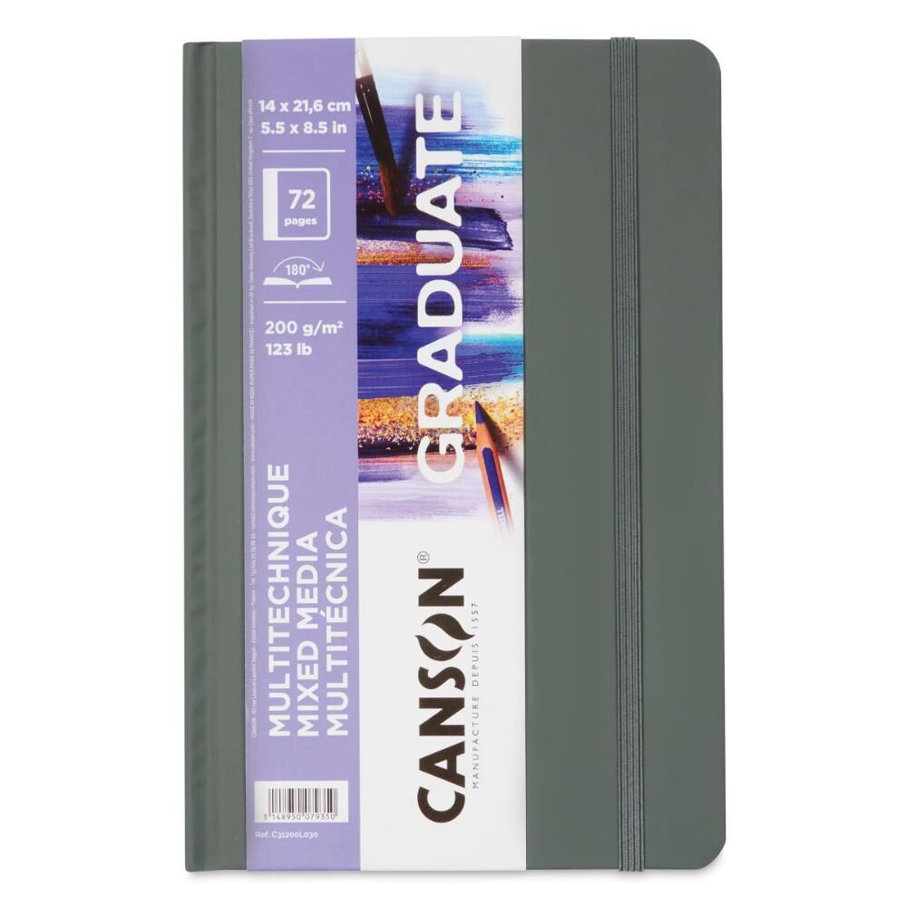 Canson Graduate Sert Kapaklı Defter Mix Media Çok Amaçlı - Dikey 200gr 21,6x14 72 Sayfa