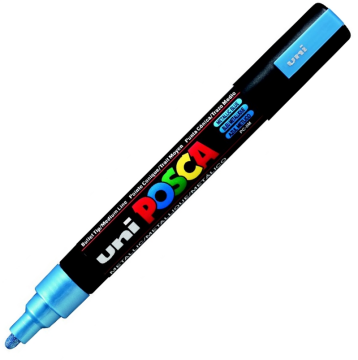 Uni-ball Posca Su Bazlı Marker PC-5M Orta Metalik Mavi