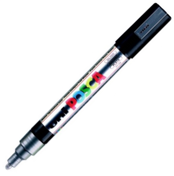 Uni-ball Posca Su Bazlı Marker PC-5M Orta Gümüş