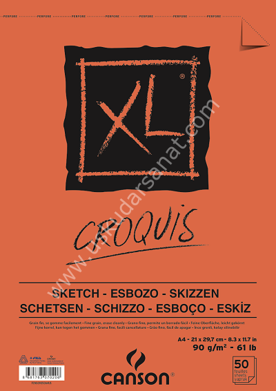 Croquis XL Albüm 90gr A4 Üstten Spiralli 50 Yaprak