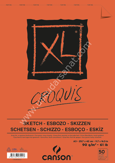 Croquis XL Albüm 90gr A3 Üstten Spiralli 50 Yaprak