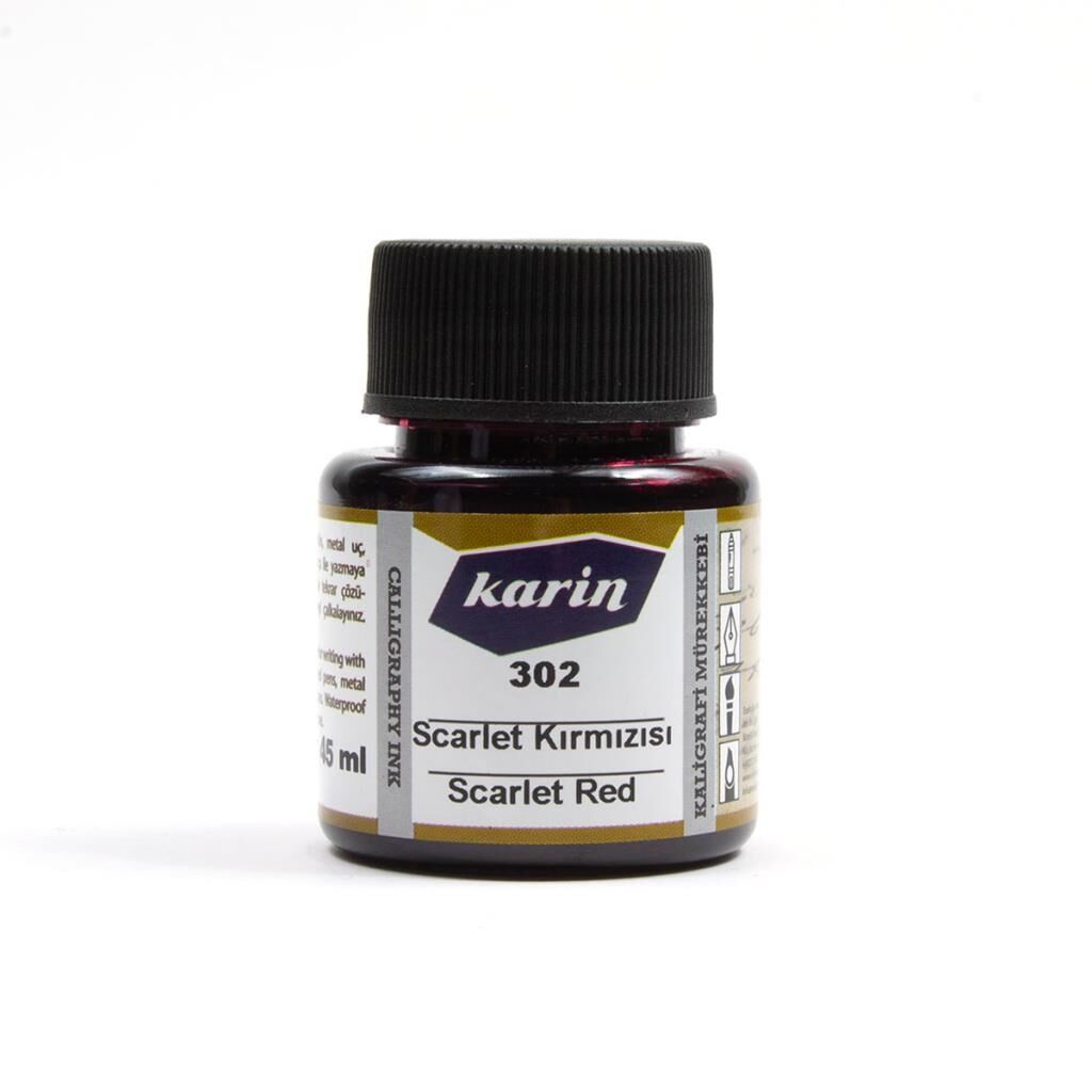 Karin Kaligrafi Mürekkebi 45ml Scarlet Kırmızı 302