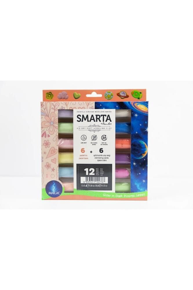 Smarta Air Soft Modelling Clay 12x25gr Hava İle Kuruyan Modelleme Kili Magic Renkler / 3000091