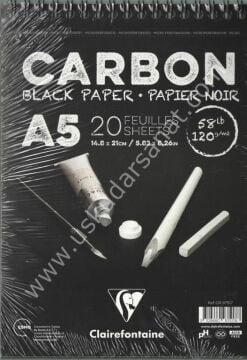 Clairefontaine CARBON ÇİZİM BLOK A5 120 GR. 20 YAPRAK ÜSTTEN SPİRALLİ SİYAH
