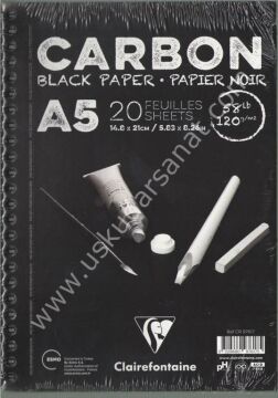 Clairefontaine CARBON ÇİZİM BLOK A5 120 GR. 20 YAPRAK YANDAN SPİRALLİ SİYAH