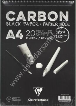 Clairefontaine CARBON ÇİZİM BLOK A4 120 GR. 20 YAPRAK ÜSTTEN SPİRALLİ SİYAH