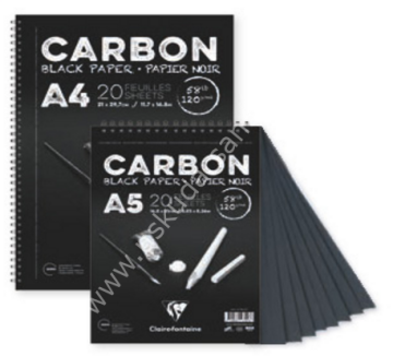 Clairefontaine CARBON ÇİZİM BLOK A4 120 GR. 20 YAPRAK YANDAN SPİRALLİ SİYAH