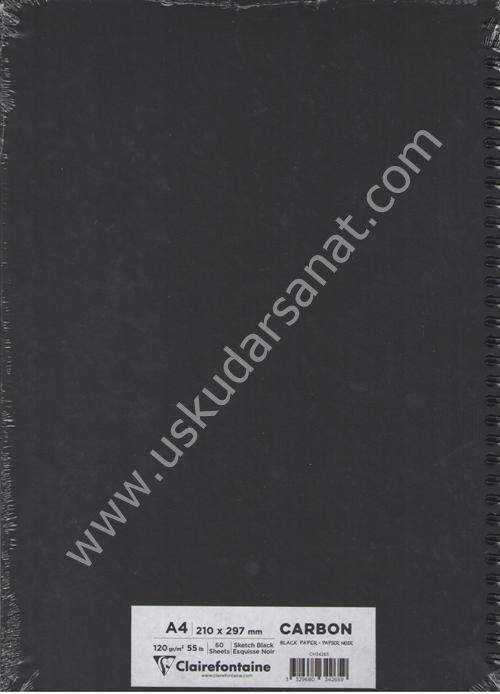 Clairefontaine Carbon Black Paper Noir A4 120gr 60 Yaprak Spiralli Çizim Blok